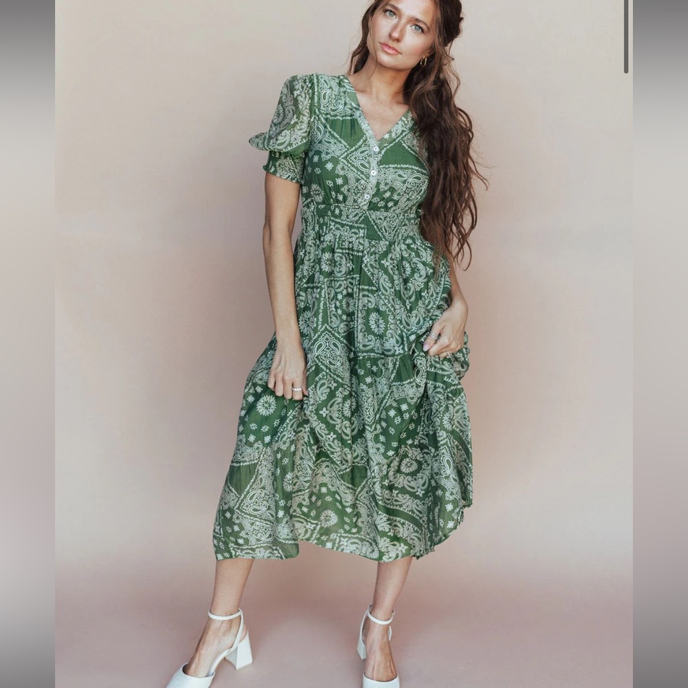 Green Bandana Midi Dress